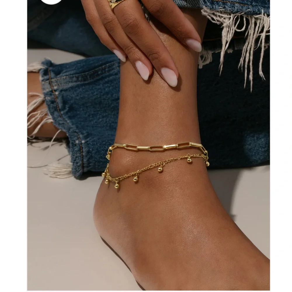 Uncommon James Gold Double Chain Anklet - Picture 2 of 4